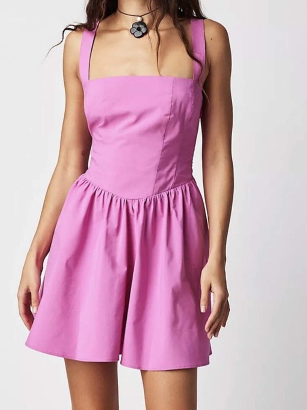 NWT Free People East Side Lace Up Mini Dress Pink Size M